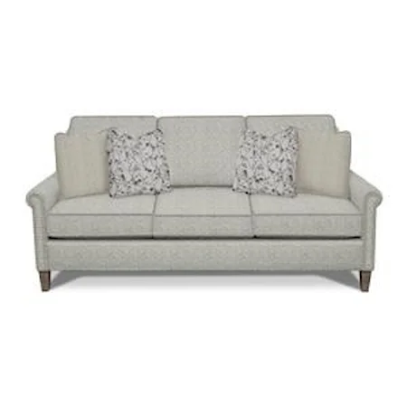 Traditional 3 Seat Sofa with Optional Nail Head Trim and Tapered Legs